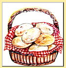 basket of treats food art painting