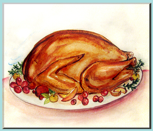 Stunning Food Art Painting of Roasted Chicken