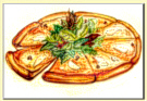 pear pizza food art painting